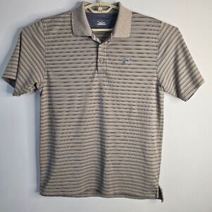 Under Armour Golf Polo Shirt Striped Performance Athletic‎ Beige Black Size S